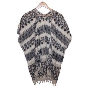 Velvet by Graham & Spencer White Black Lightweight Summer Kimono Women Size XS/S